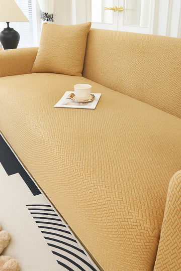 Jacquard Stripe Sofa Cover- Camel