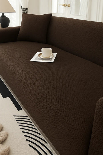 Jacquard Stripe Sofa Cover - Brown