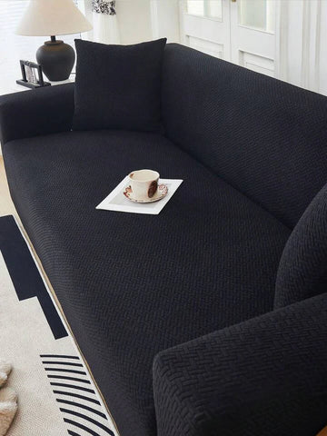 Jacquard Stripe Sofa Cover- black