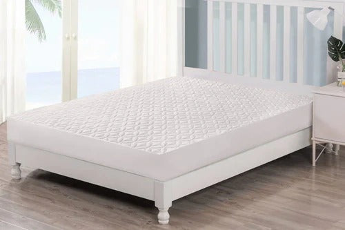 Quilted  Fitted Protector Double Bed-White